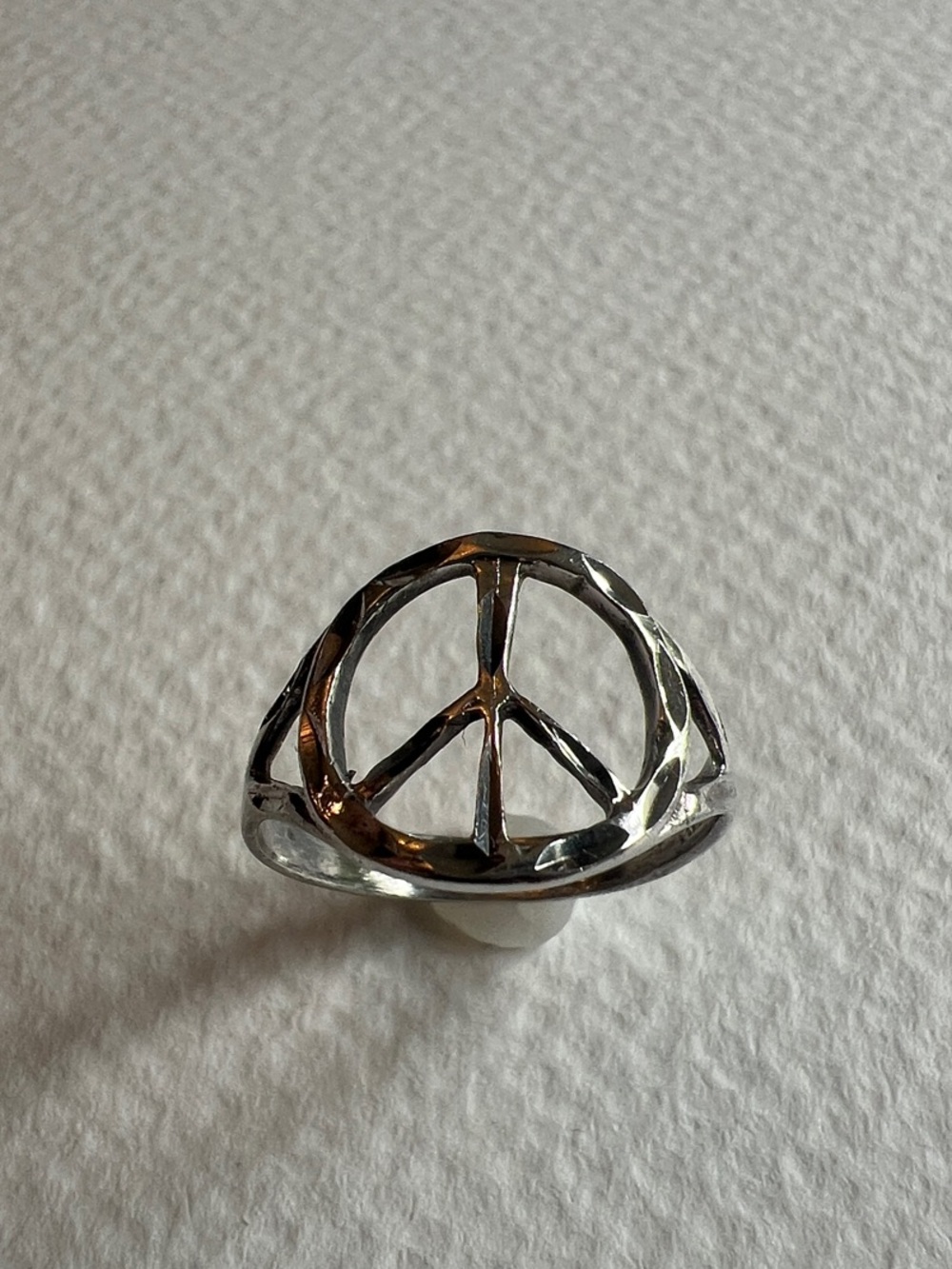 Sterling Silver Peace Sign Ring - Silver